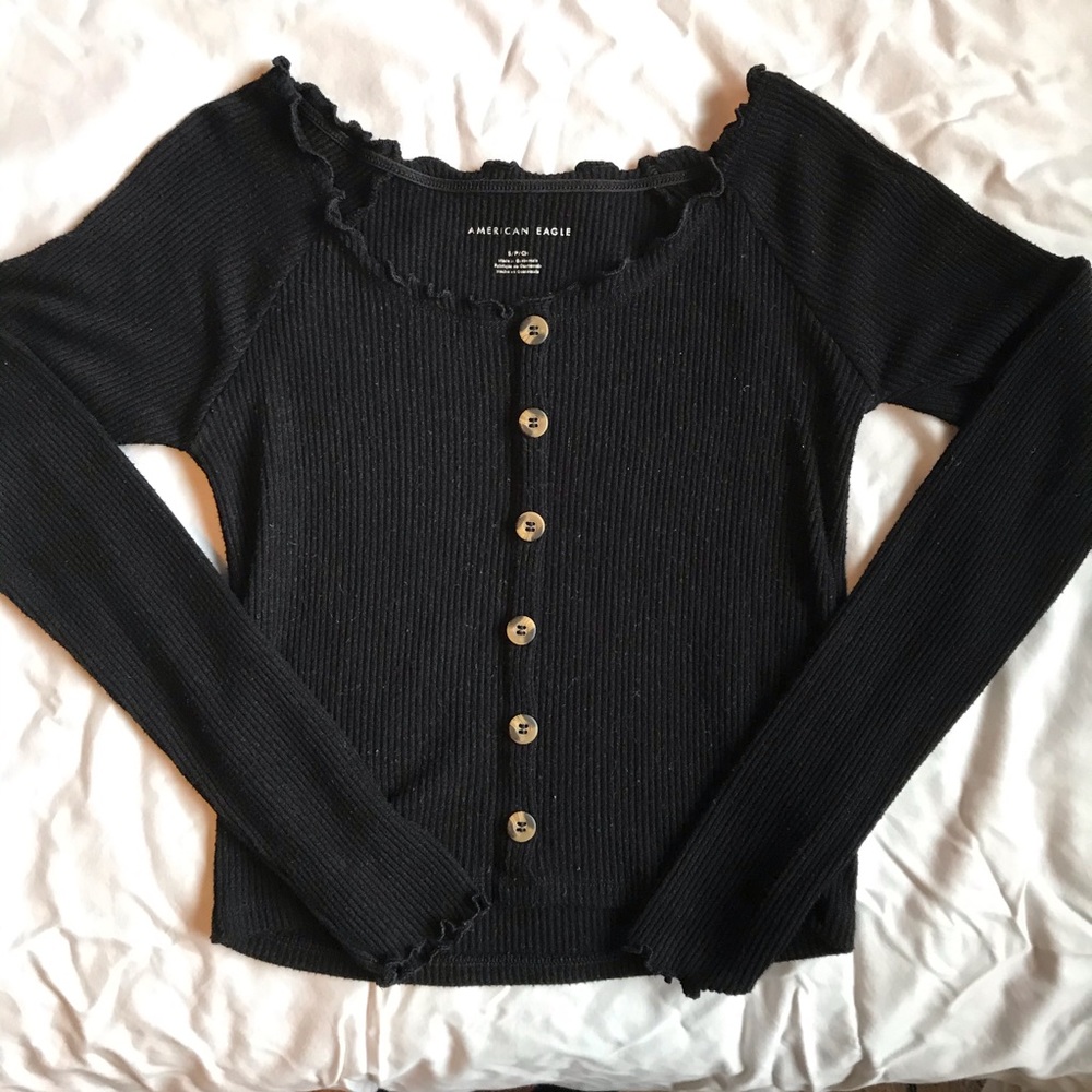 American Eagle black ribbed long sleeve